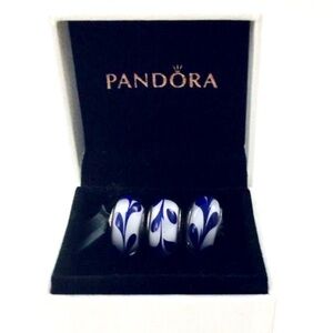 Pandora 3 NEW purple white Murano charms.